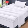 Twin XL Mattress Topper with Flat Sheet & Pillowcase Set - Enhances Comfort and Cooling, White Sale