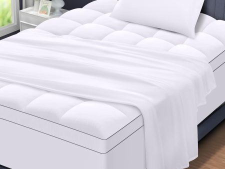 Twin XL Mattress Topper with Flat Sheet & Pillowcase Set - Enhances Comfort and Cooling, White Sale