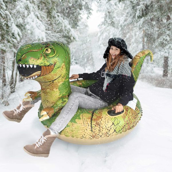 64.9  Inflatable T-Rex Dinosaur Snow Tube Sled w  Handles & Double-Layer Bottom Cheap