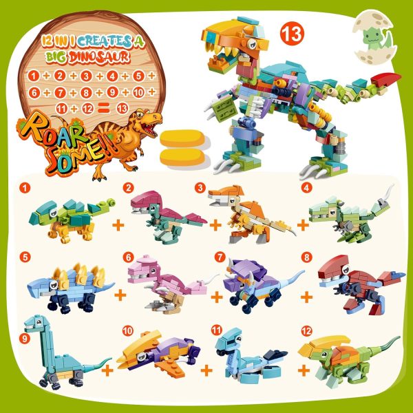 Valentine s Day Dinosaur Building Blocks for Kids: 24-Pack with Cards & Stickers Discount