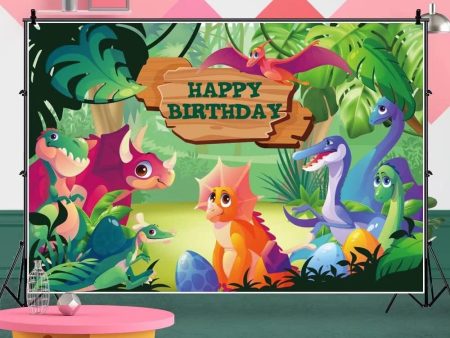 8x6ft Dinosaur Happy Birthday Party Decorations Round Backdrop Cover Online Sale