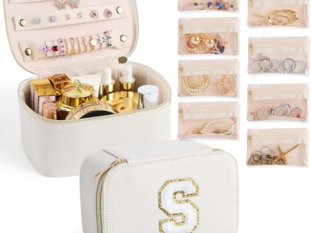 Ultimate Bridesmaid Gifts: White Travel Jewelry Case with Embroidered  S  - Safe & Stylish Storage Sale