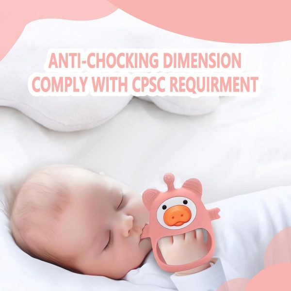 Pink Pig Baby Teether: Soothe Teething Pain with Safe, Soft Silicone for 0-6 Months For Sale