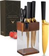 Black and Gold 7-Piece Knife Set with Clear Display Block and Sharpener Cheap