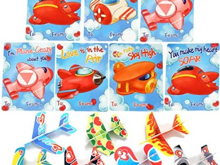 Nasidear 35 Pack Valentines Day Gifts Cards with Foam Airplanes,Valentine s Greeting Cards for Kids School Exchange,Classroom Prizes,Valentine’s Gift Online Hot Sale