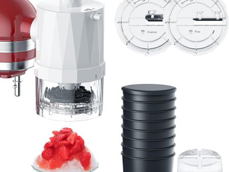 Enhance Your KitchenAid with a Shaved Ice Machine Attachment, Complete with Fine and Coarse Blades and 8 Ice Cube Molds Cheap