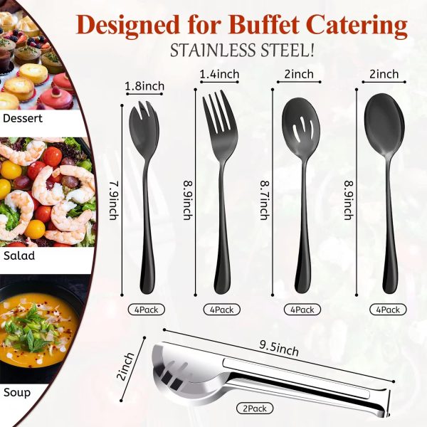 Comprehensive 18-Piece Stainless Steel Serving Utensils Set in Black - Ideal for Kitchen Parties, Buffets, Events, and Daily Use Online now