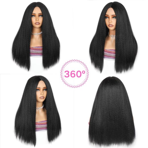 Enhance Your Look with Our 18-inch Kinky Straight #1B Black Wig - Yaki Straight, Natural Hairline & Glueless Online Sale