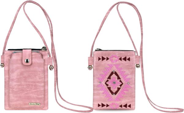 Trendy Pink Fringe Crossbody Purse for Women: Western Vegan Leather Cell Phone Bag For Discount