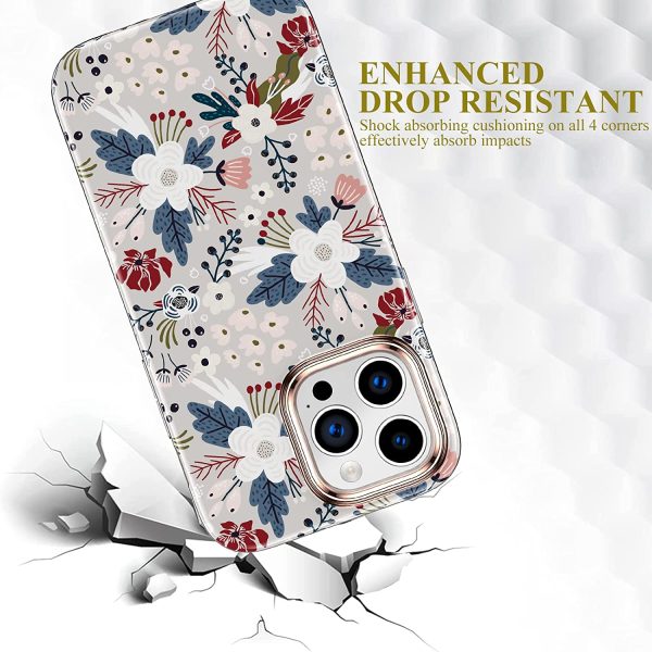 iPhone 14 Pro Max Flowers & Berries Bumper Case w  Built-in Screen Protector Sale