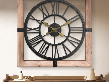 24  Silent Rustic Wood & Metal Wall Clock for Living Room and Office Decor Online Hot Sale