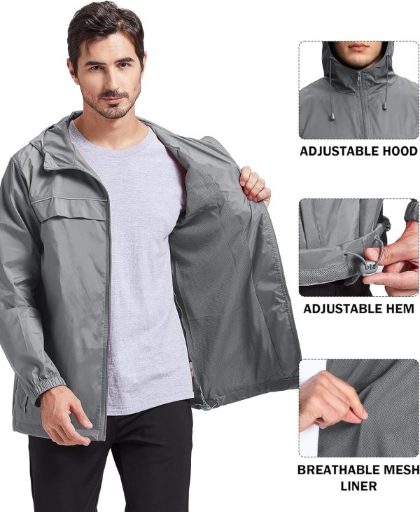 XL Gray Men s Rain Jacket - Waterproof & Windproof Outdoor Gear for Active Lifestyles on Sale