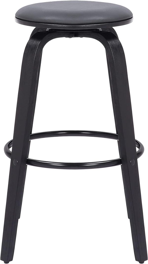 Sleek 30  Bar Height Swivel Stool in Grey Faux Leather & Black Wood - Mid-Century Modern, Backless Design with 360-Degree Swivel Online Hot Sale