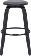 Sleek 30  Bar Height Swivel Stool in Grey Faux Leather & Black Wood - Mid-Century Modern, Backless Design with 360-Degree Swivel Online Hot Sale