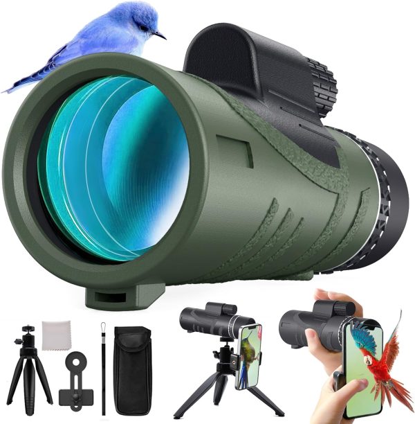 High-Powered HD Monocular with Smartphone Adapter & Tripod - See up to 1500 Yards For Sale