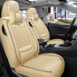 Full Set Beige Leather Car Seat Covers, Breathable and Universal Fit for Sedan, SUV, Coupe - With Lumbar Support Online Sale