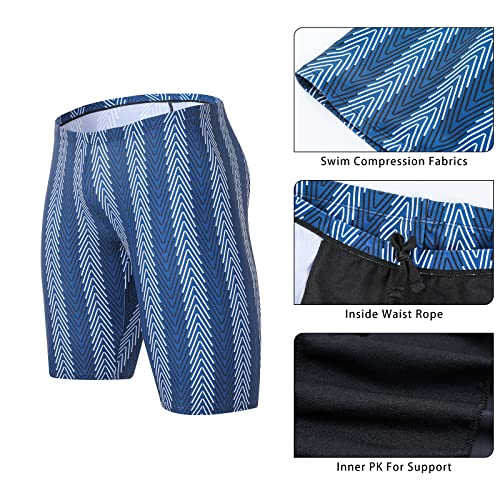 Xioker Boys Swim Jammers Kids Jammer for Swimming,Youth Compression Swimming Jammer Boy Swim Shorts UPF50+(Blue White S) For Discount