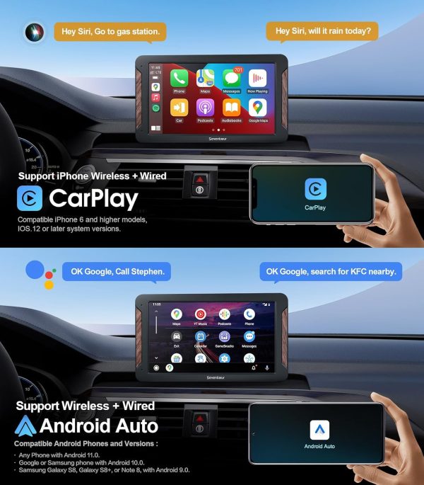 Transform Your Drive: 7  Wireless CarPlay & Android Auto Touchscreen - GPS Bluetooth Audio Online