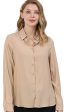 Khaki Dressy Blouse for Women - Casual Long Sleeve Button Down Shirts Tops, Lightweight 100% Viscose Fabric, Perfect for All Seasons, Trendy Design, Ideal for Work, School, and Outdoors Sale