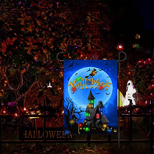 12 x18  Happy Halloween LED Lighted Vertical Double Sided Burlap Garden Flag For Discount