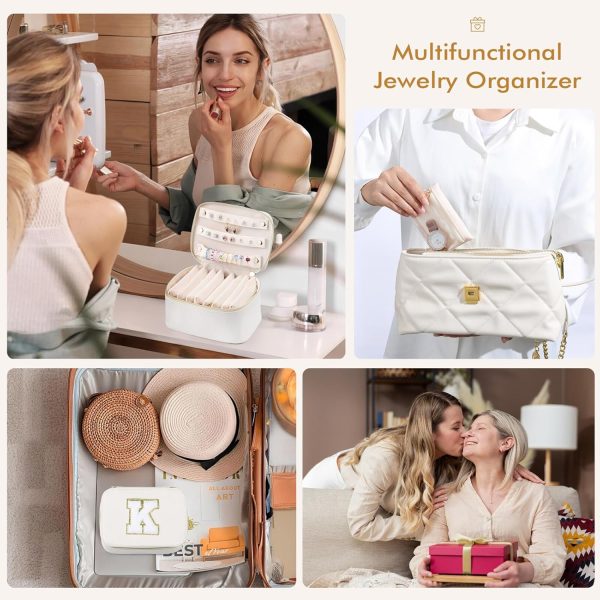 Ultimate Bridesmaid Gifts: White Travel Jewelry Case with Embroidered  S  - Safe & Stylish Storage Sale