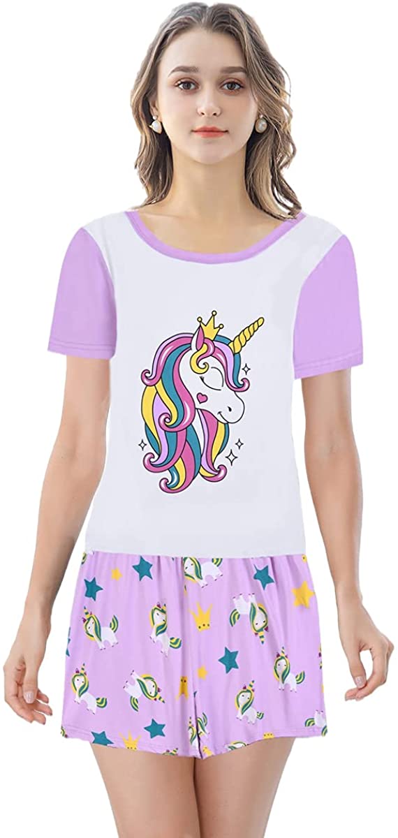 Size XS Unicorn T-Shirt & Shorts Pajamas Set Online Sale