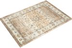 5x7 Washable Area Rug, Non-Slip, Stain-Resistant for Living Room, Bedroom, Kitchen (Apricot Blue, 5 x7 ) Sale