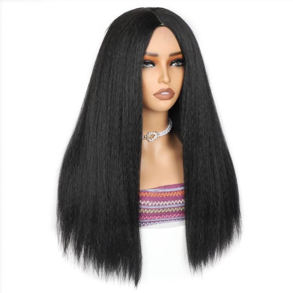 Enhance Your Look with Our 18-inch Kinky Straight #1B Black Wig - Yaki Straight, Natural Hairline & Glueless Online Sale