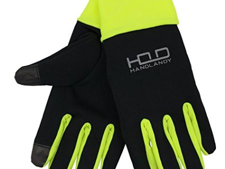 Running Gloves Men Touchscreen Winter Lightweight Liner Gloves with Palm Key Pocket for Outdoor Cycling Jogging Yellow (Large) For Cheap