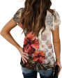 Stylish Large Women s V-Neck T-Shirt with Petal Sleeves and Ring Hole Detail - Comfortable and Trendy For Sale