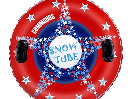 COMMOUDS Snow Tube, 47 Inch Large Inflatable Snow Sled with Handles, Double-Layer Thickened Heavy Duty Snow Sledding Tube for Kids Adults Winter Outdoor Snow Activity Skiing Sledding Discount