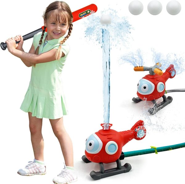 Water Spray Sprinklers & T-Ball Set for Kids - Backyard Spinning Airplane Sprinkler, Sprays Up to 8 Feet High Supply