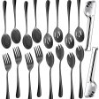 Comprehensive 18-Piece Stainless Steel Serving Utensils Set in Black - Ideal for Kitchen Parties, Buffets, Events, and Daily Use Online now