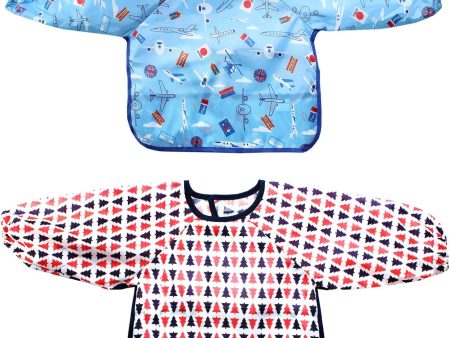 2-Pack Waterproof Long-Sleeved Shirtbibs for Babies (3Y-5Y) with Pocket - Durable & Easy-Clean Discount