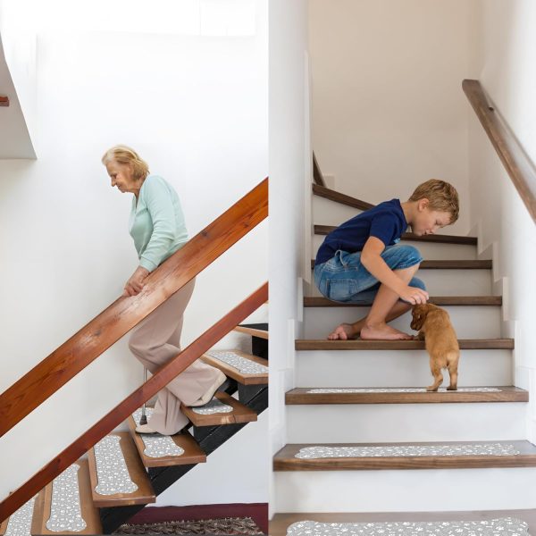 Ensure Safety on Wooden Steps with Non-Slip Stair Treads - Easy Clean & Reusable Set of 15 For Sale