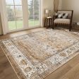 5x7 Washable Area Rug, Non-Slip, Stain-Resistant for Living Room, Bedroom, Kitchen (Apricot Blue, 5 x7 ) Sale