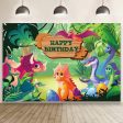 8x6ft Dinosaur Happy Birthday Party Decorations Round Backdrop Cover Online Sale