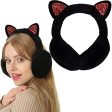 Eyegla Winter Ear Muffs for Women Fleece Ear Warmers Faux Fur Warm Cat Ear Earmuffs Foldable Outdoor Winter Ear Cover for Girls,Black on Sale