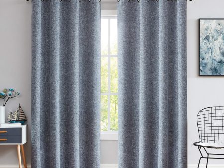 1 Panel Navy Solid Moderate Blackout Curtain, Heavy Linen Texture, Room Darkening, Noise Reducing, 50 x95 , 8 Grommets Top for Stylish Home Decor Sale