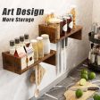 Rustic Wood Floating Shelves Set of 2 with Coat Hooks - Versatile Wall Mounted Storage for Home, Kitchen, Bedroom, Living Room, Bathroom, and Farmhouse Decor - Unique Parallelogram Design, Brown Online now