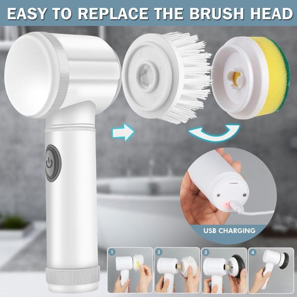 Cordless Electric Spin Scrubber with 5 Replaceable Heads: Ideal for Tub, Shower, Tile, and Floor Cleaning Online now