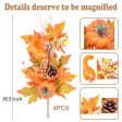 Fall Decor for Home: 4pcs Big Pumpkins Maple Leaves, Faux Floral Stems, Thanksgiving Décor Gifts, Autumn Leaf Picks for Kitchen, Table, Festive Season Enhancements Sale