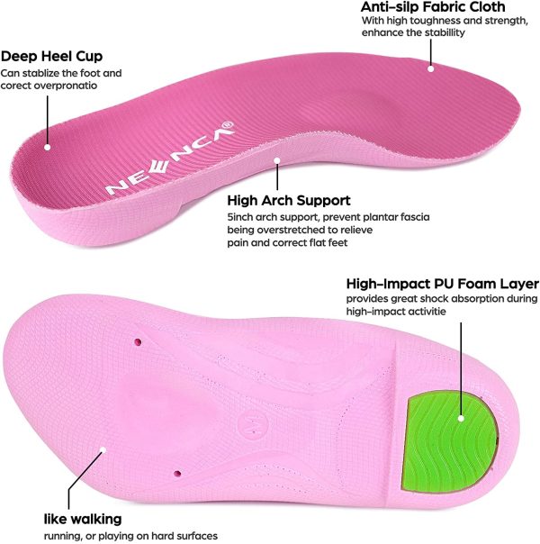 Pink Men s 7.5-9.5 Arch Support Insoles for Plantar Fasciitis Foot Pain Relief Hot on Sale