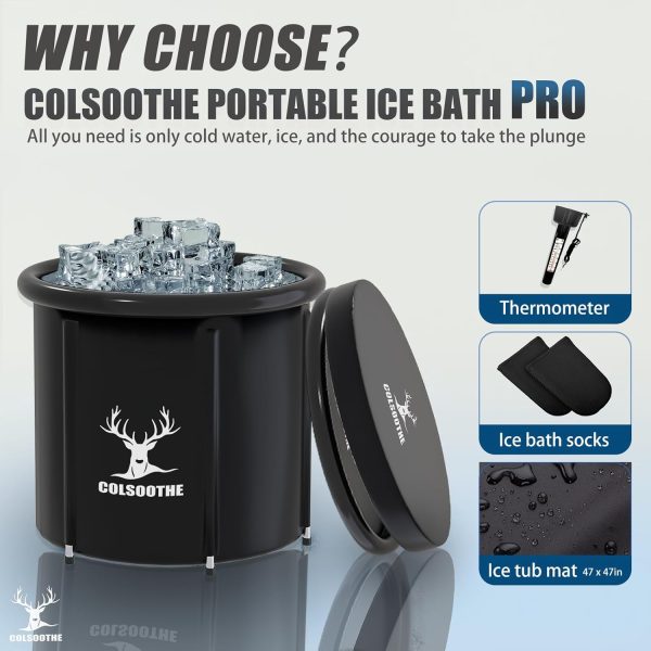 Portable Large Ice Bath Tub for Athletes with Lid, Mat & Socks - 112 Gallon Cold Plunge Tub for Enhanced Recovery Hot on Sale