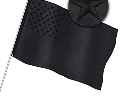 All Black American Flag 3x5 Ft All Black US Flag, Embroidered Stars, Sewn Stripes, Brass Grommets Nylon Black Flag, Heavy Duty USA Flags for Outdoor, Durable & Fade Resistant US Banner For Sale