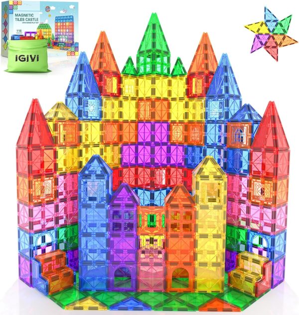 Magnetic Building Tiles Set: 118-Piece STEM Construction Toys for Kids 3-8 Years - Educational Learning Blocks for Creative Development For Cheap