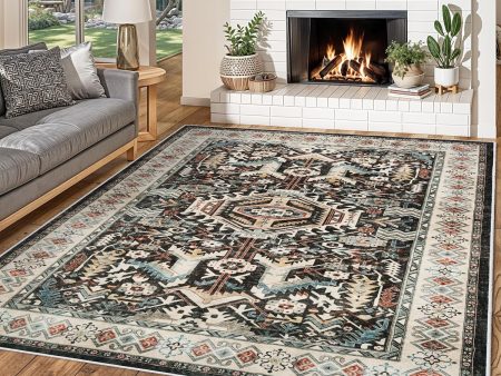 Large 8x10 Washable Area Rug for Living Room - Distressed Oriental Design Online