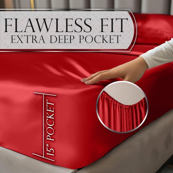 Luxurious Twin Satin Sheet Set 3 Pcs, Deep Pocket - Perfect for a Comfortable Sleep Online now