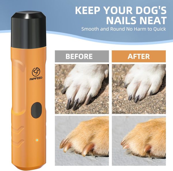 Advanced 2-Speed Dog Nail Grinder with Dual LED Lights for Precise & Quiet Painless Grooming - Orange Online Hot Sale