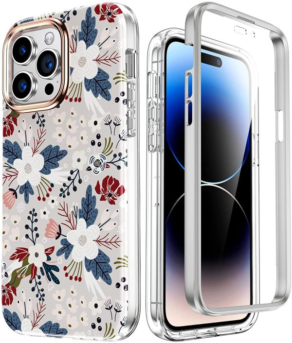 iPhone 14 Pro Max Flowers & Berries Bumper Case w  Built-in Screen Protector Sale